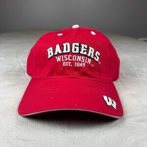 Collegiate Wisconsin Badgers EST. 1849 Hat Cap One Size Red Sports Adjustable